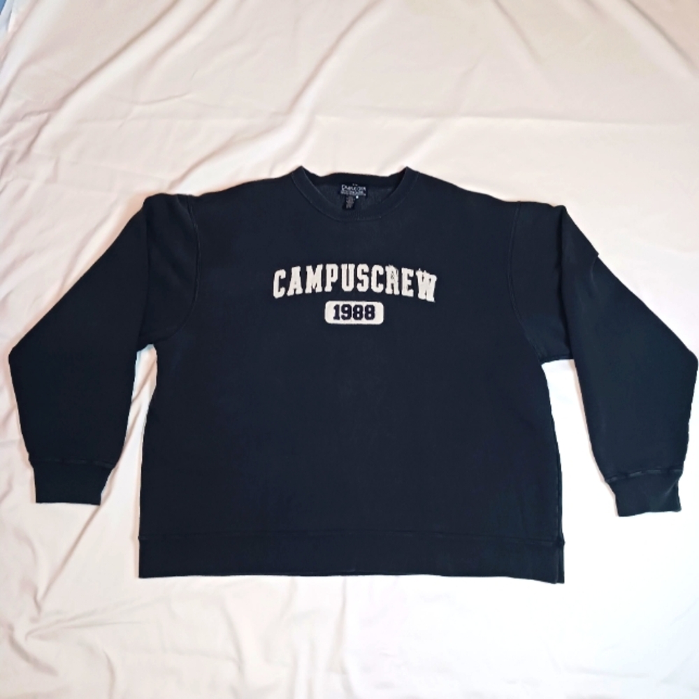 Campus Crew 1988 Faded Black Sweatshirt.